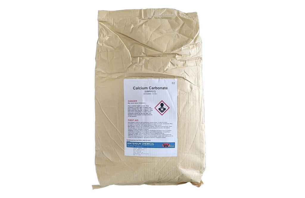 Calcium Carbonate [CaCO3] [CAS_1317-65-3], Wintersun,  Food Grade Kosher 94+%, White Powder/ Colorless Crystal (55.12 Lb Bag)